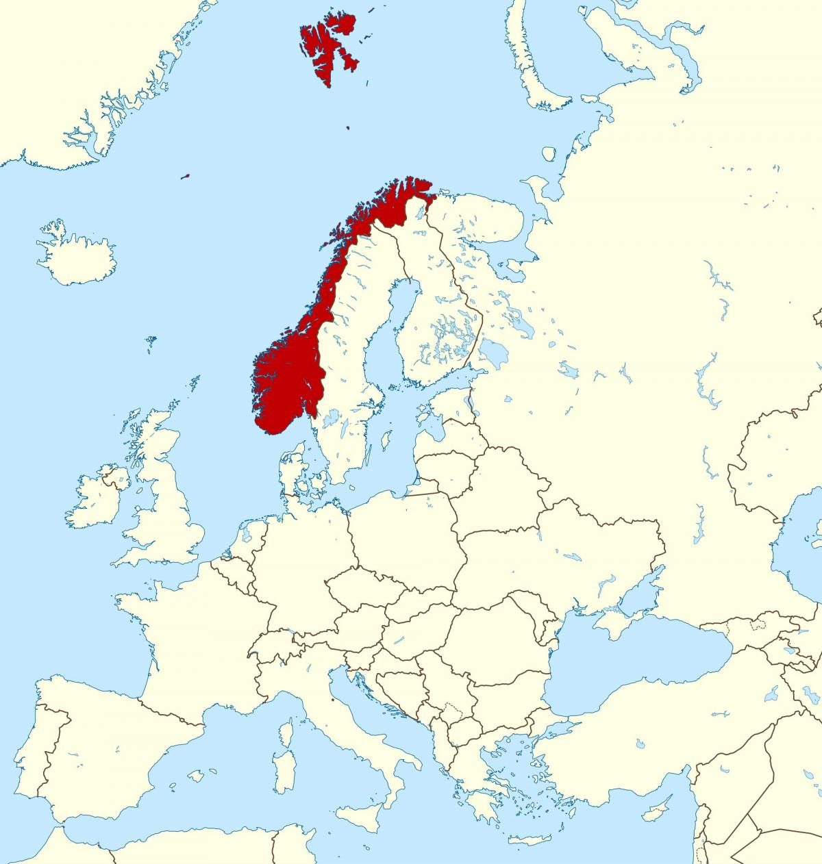 خريطة النرويج وأوروبا
