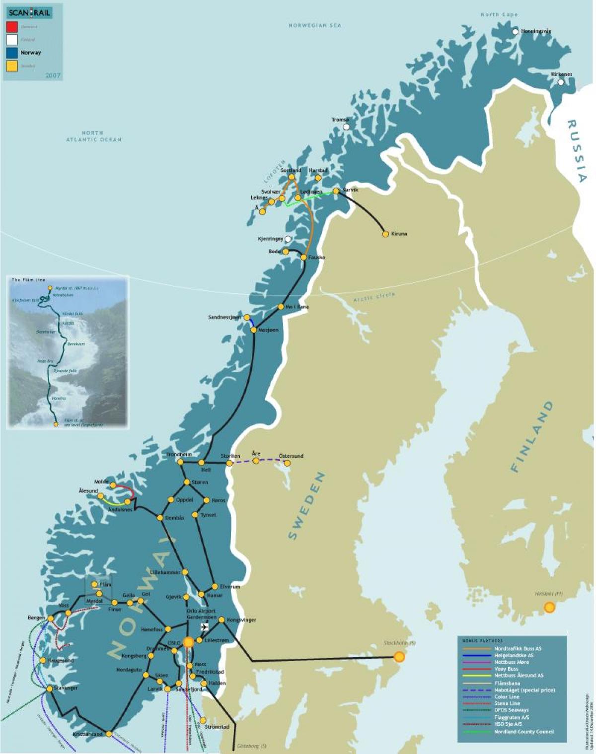 النرويج السكك الحديدية خريطة